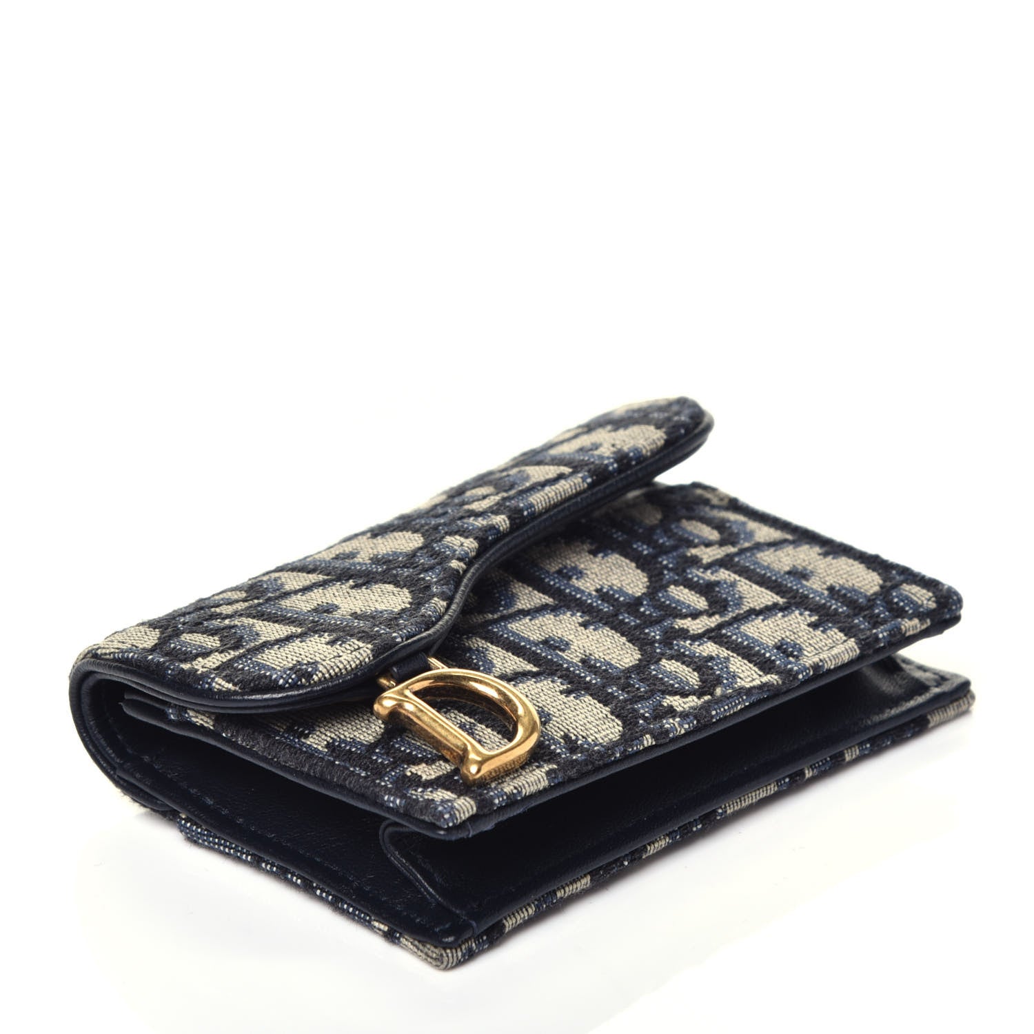 Christian Dior Oblique Saddle Card Holder Blue 4 of 7