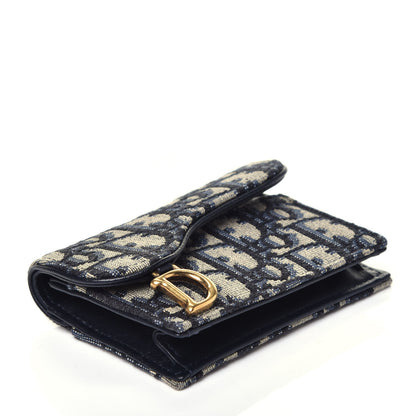 Christian Dior Oblique Saddle Card Holder Blue 4 of 7
