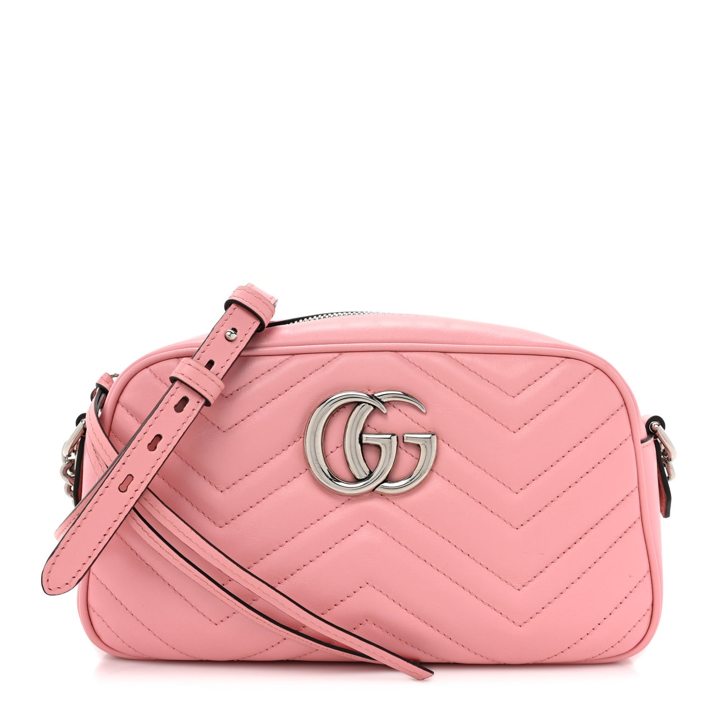 Calfskin Matelasse Small GG Marmont Chain Shoulder Bag Wild Rose