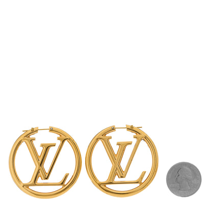 Louis Vuitton Metal Louise Hoop Earrings Gold 2 of 5