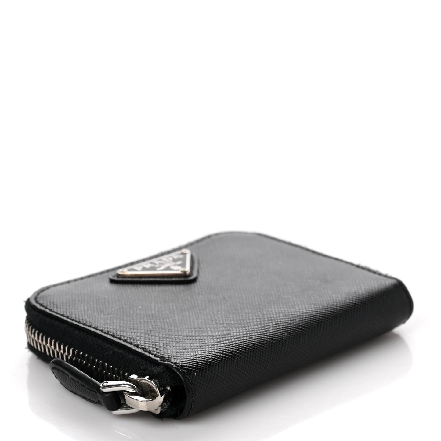 Saffiano Triangle Compact Zip Around Wallet Black