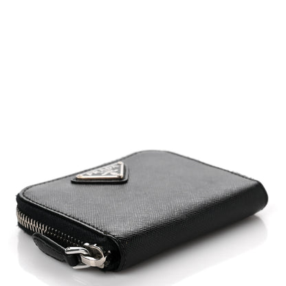 Prada Saffiano Triangle Compact Zip Around Wallet Black 4 of 6
