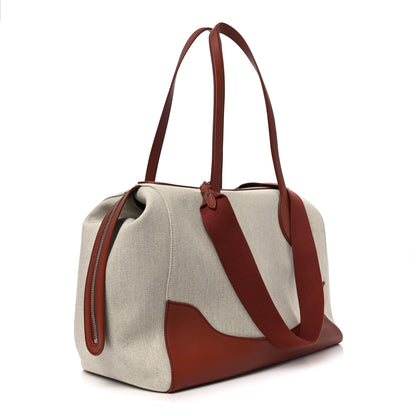 Loro Piana Calfskin Cotton Linen XL Sesia Happy Day Bag Natural Kummel 3 of 9
