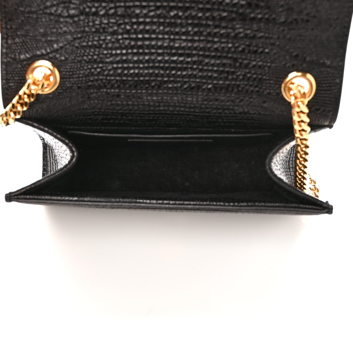 Saint Laurent Calfskin Lizard Embossed Small Classic Monogram Kate Tassel Satchel Black 5 of 8