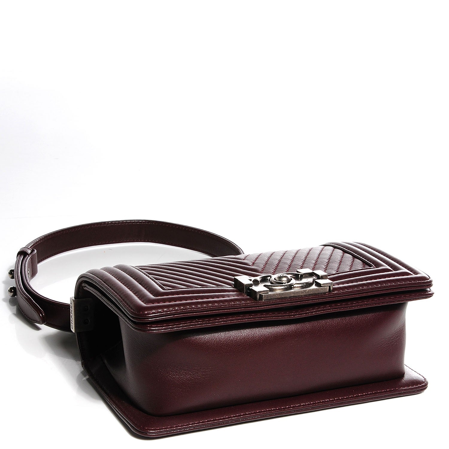 Chanel Calfskin Chevron Quilted Small Boy Flap Burgundy 4 of 9