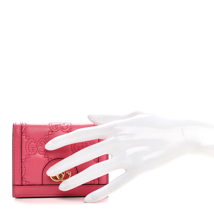 Gucci Calfskin GG Matelasse Card Case Wallet Rhodamine Pink 2 of 8