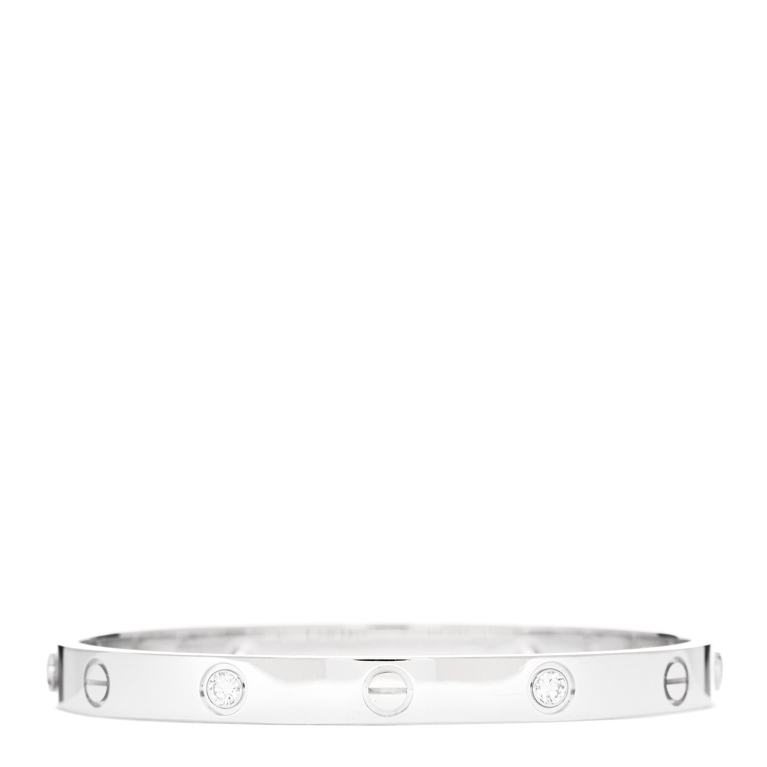 Cartier 18K White Gold 4 Diamond LOVE Bracelet 17 2 of 8