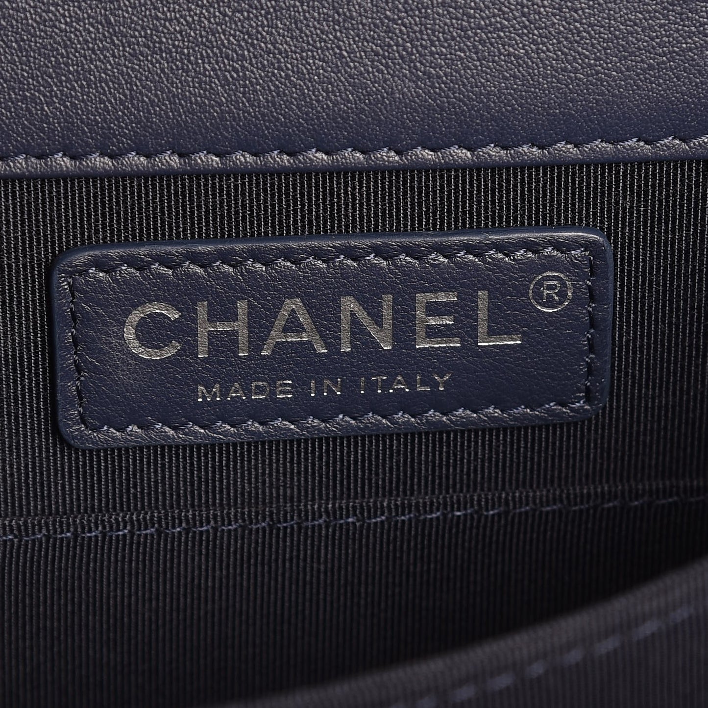 Calfskin Quilted North South Boy Flap Navy