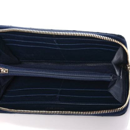 Chanel Lambskin Quilted Large Gusset Zip Around Wallet Blue 10 of 14