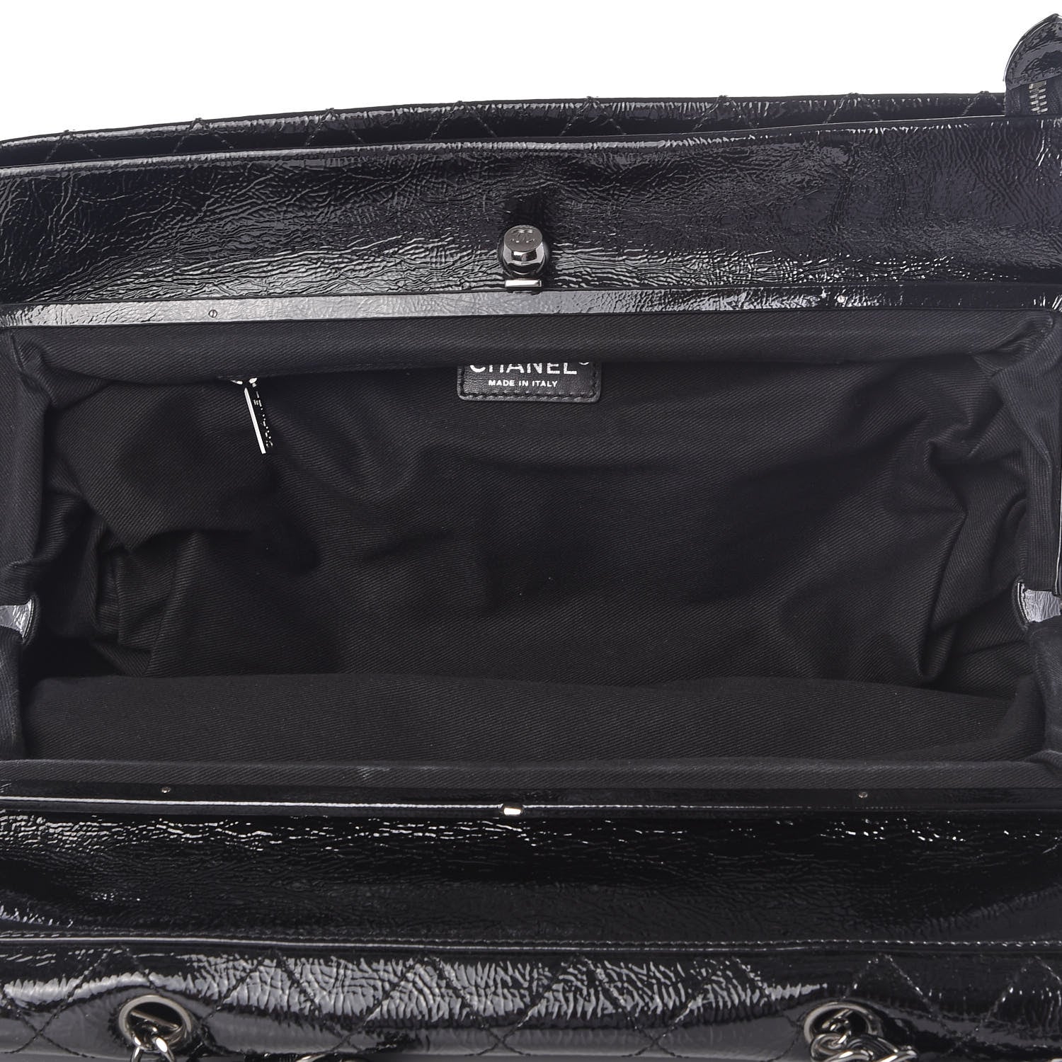 Chanel Distressed Patent Quilted Ritz Flap Bag Black 4 of 9