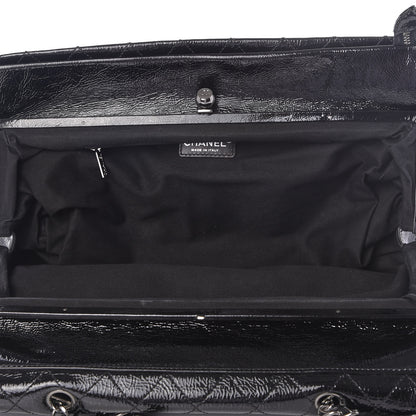 Chanel Distressed Patent Quilted Ritz Flap Bag Black 4 of 9