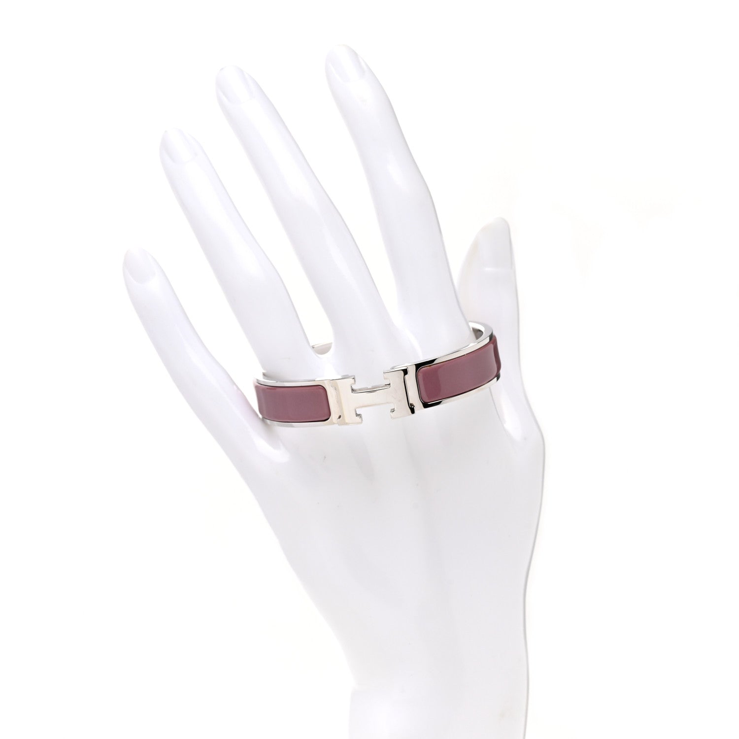Hermes Enamel Narrow Clic Clac H Bracelet PM Bois De Rose 2 of 5