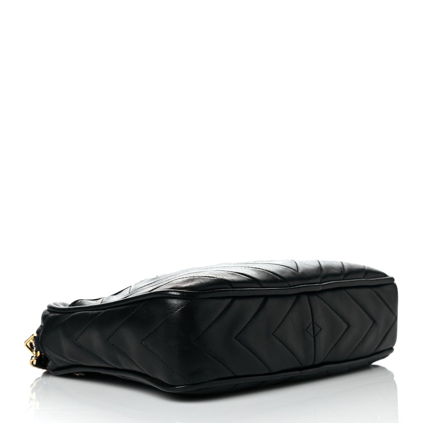 Lambskin Chevron Quilted Tassel Camera Case Black