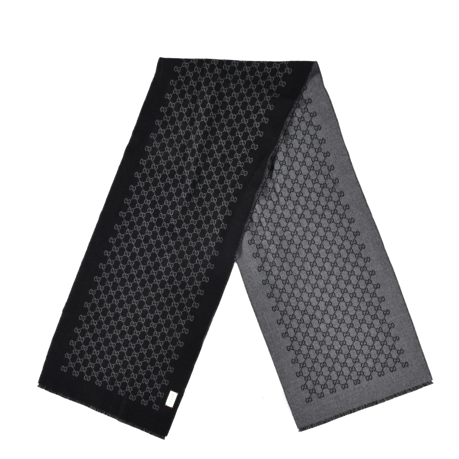 Gucci Wool Monogram Fringe Scarf Anthracite Black 2 of 4