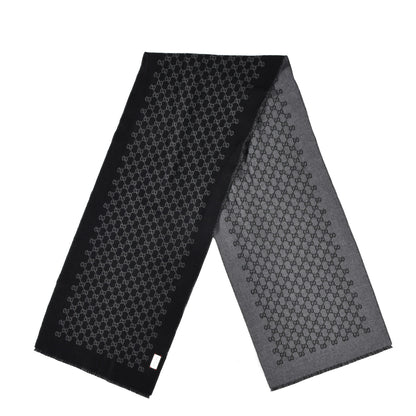 Gucci Wool Monogram Fringe Scarf Anthracite Black 2 of 4