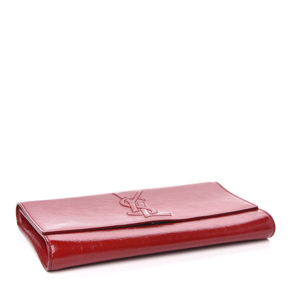 Saint Laurent Textured Patent Monogram Large Belle De Jour Clutch Red 4 of 6