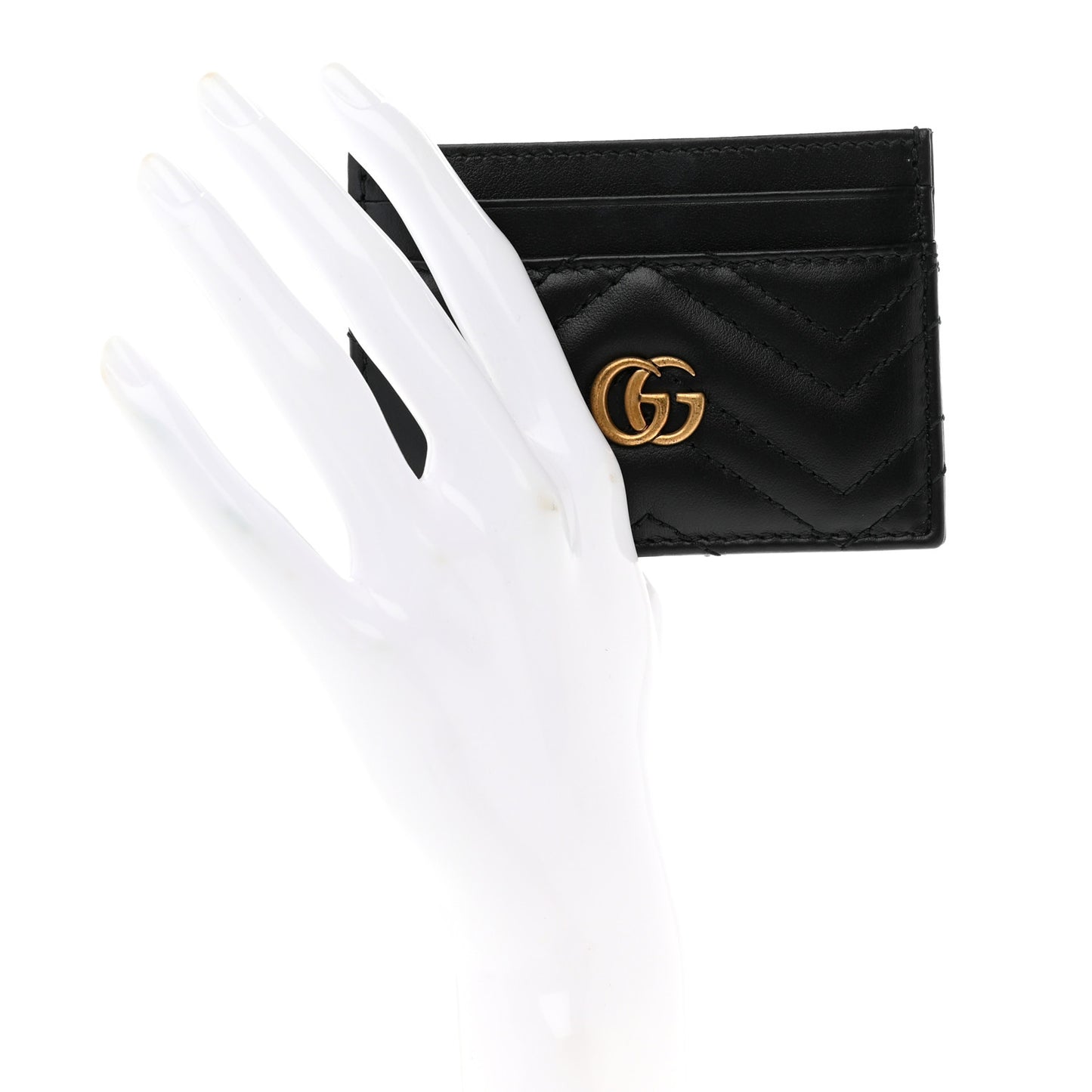 Calfskin Matelasse GG Marmont Card Holder Black