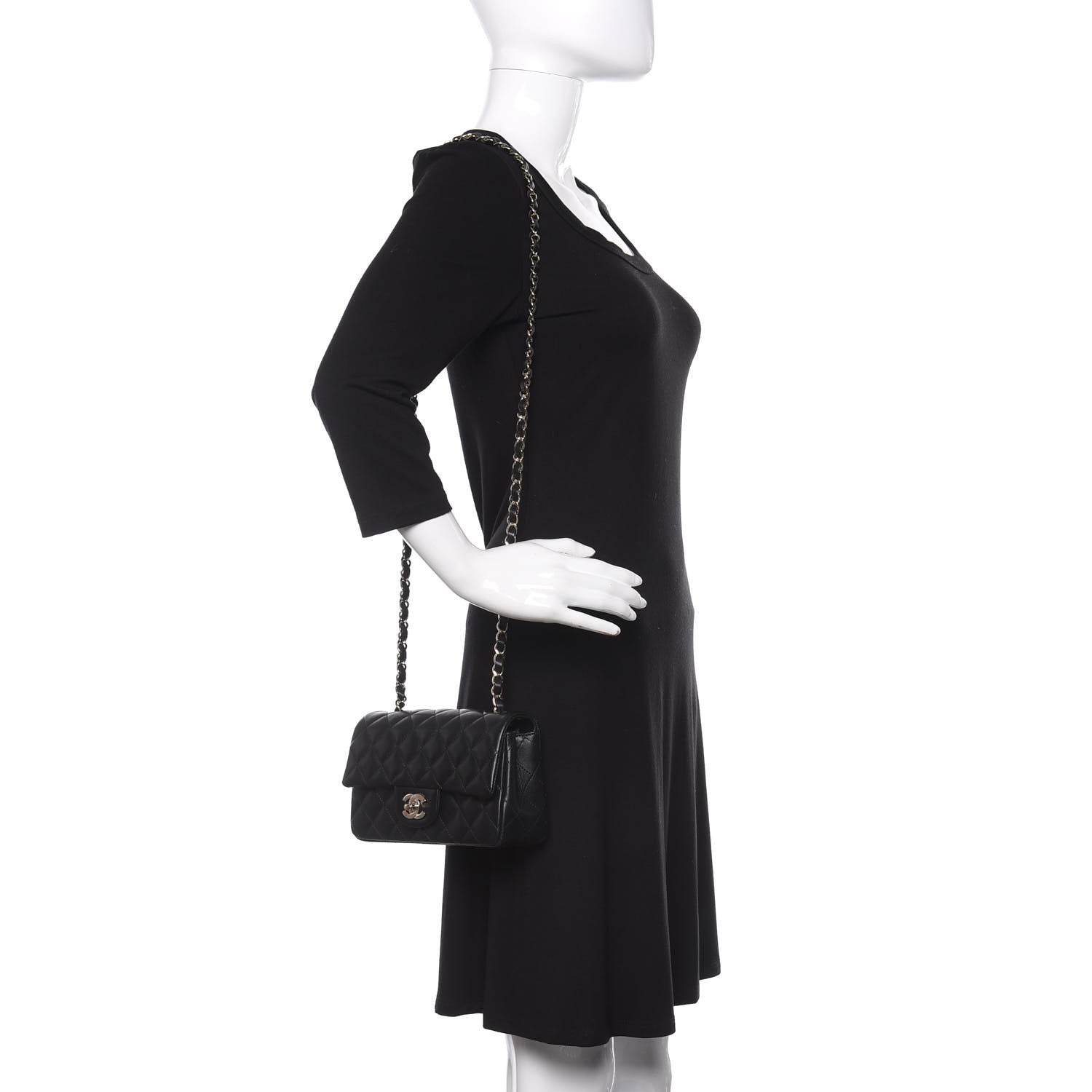 Chanel Lambskin Quilted Mini Rectangular Flap Black 2 of 10