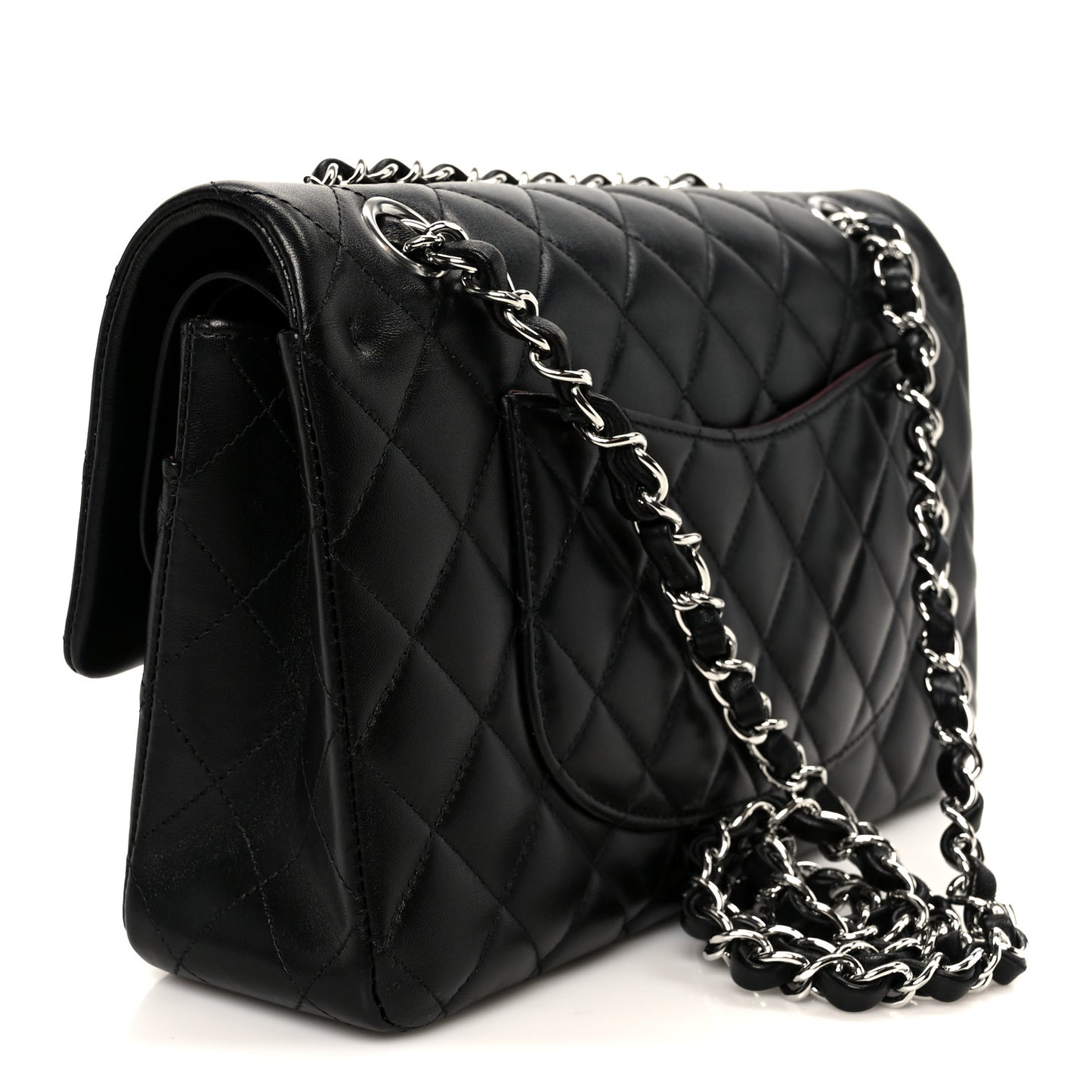 Lambskin Quilted Medium Double Flap Black
