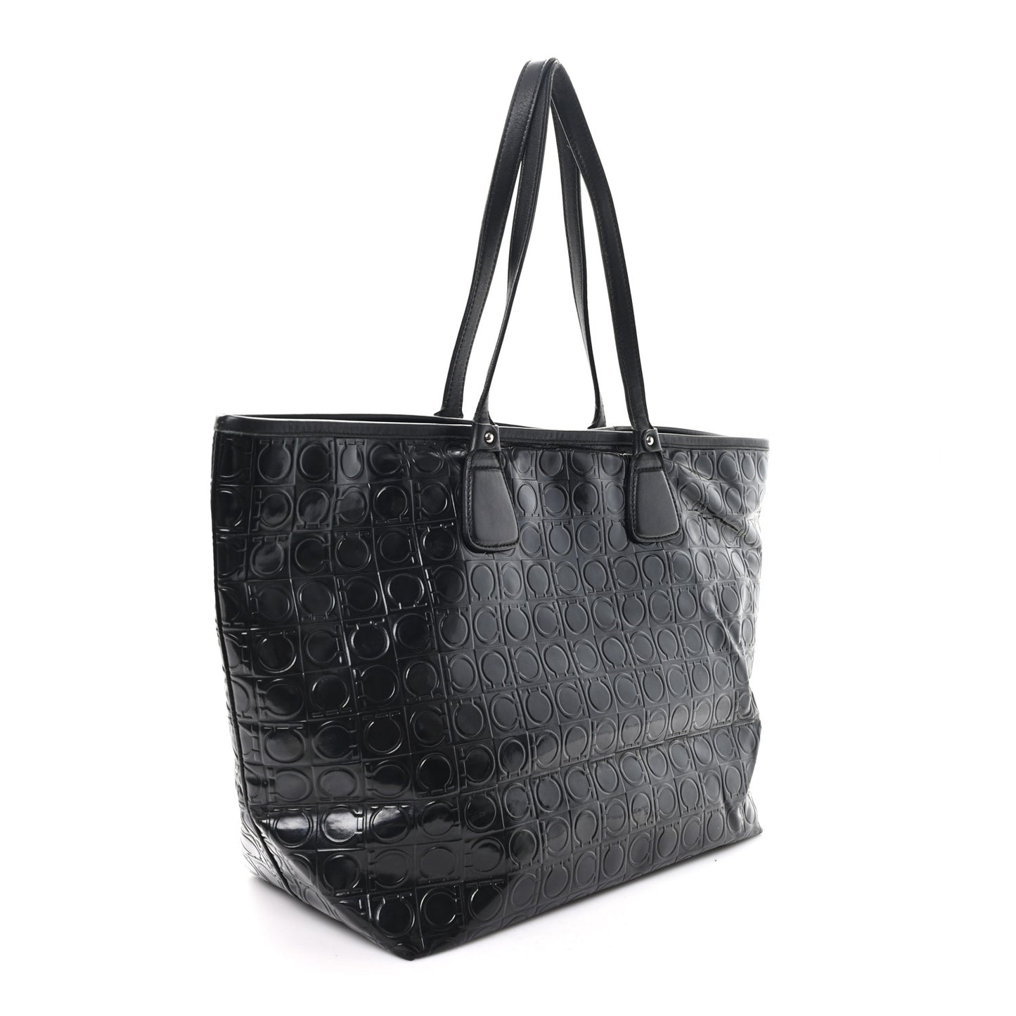 Patent Gancini Embossed Tote Black