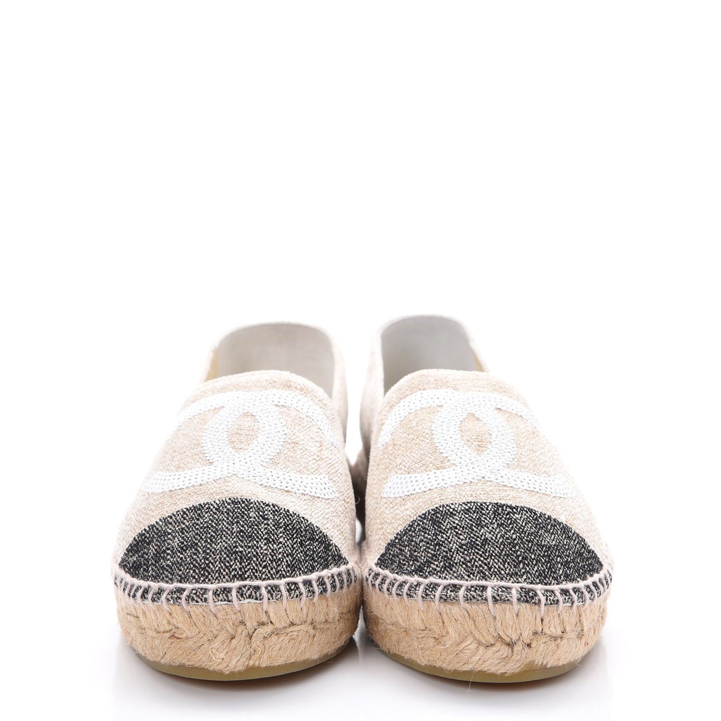 Toile Sequin CC Espadrilles 37 Beige Black