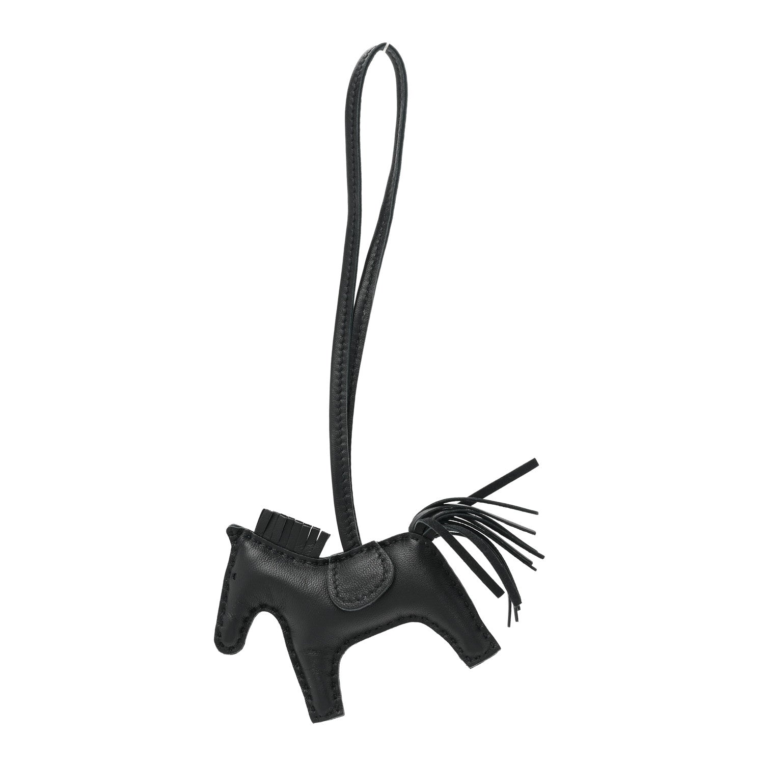 Hermes Milo Lambskin Grigri Rodeo Horse Bag Charm PM So Black 1 of 4