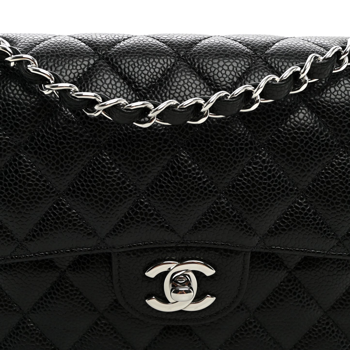 Caviar Quilted Small Double Flap Black