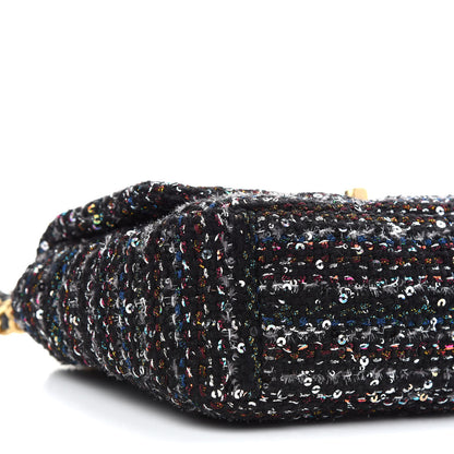 Chanel Tweed Sequin Quilted Medium Chanel 19 Flap Black Multicolor 8 of 9