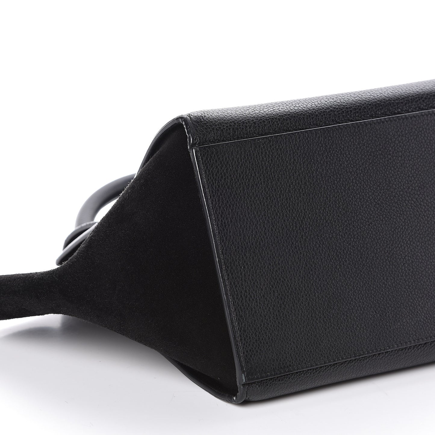 Drummed Calfskin Suede Small Trapeze Black