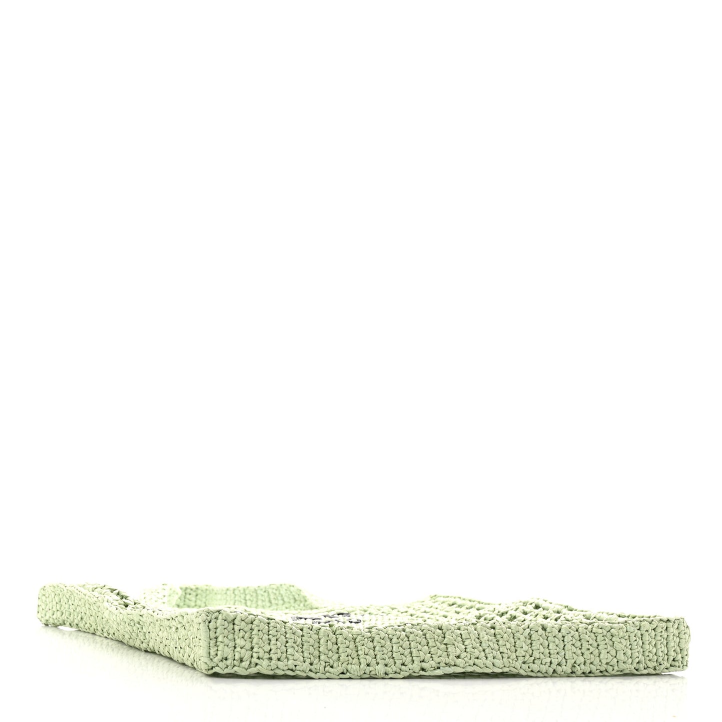 Yarn Raffia Effect Crochet Logo Embroidered Tote Bag Acqua