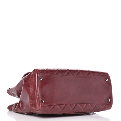 Chanel Glazed Calfskin Quilted Small CC Delivery Tote Burgundy 4 of 10