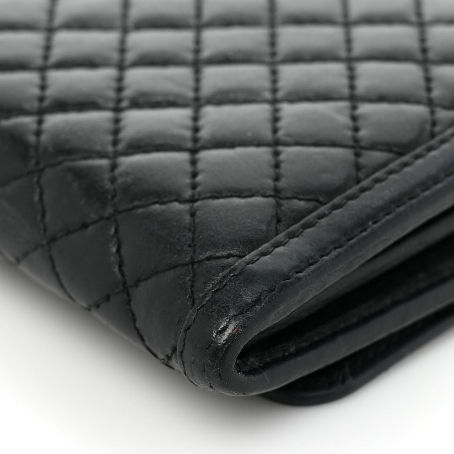 Soft Calfskin Quilted Chain Wallet Black