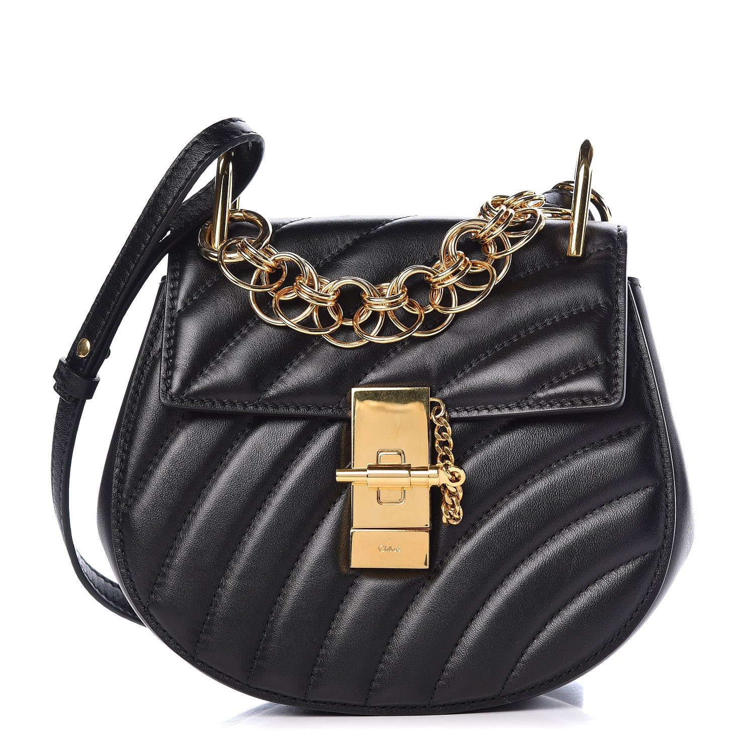Chloe Calfskin Quilted Mini Drew Bijou Shoulder Bag Black 1 of 10