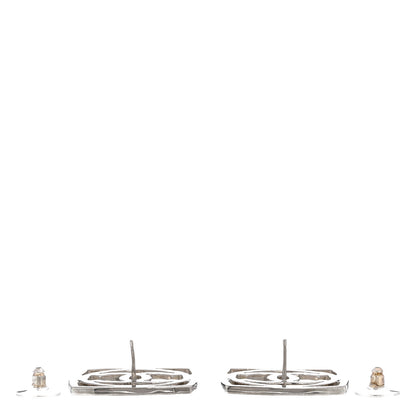 Chanel Metal Square CC Earrings Silver 3 of 5