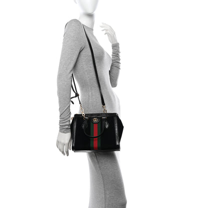 Gucci Suede Patent GG Web Small Ophidia Tote Bag Black 2 of 17
