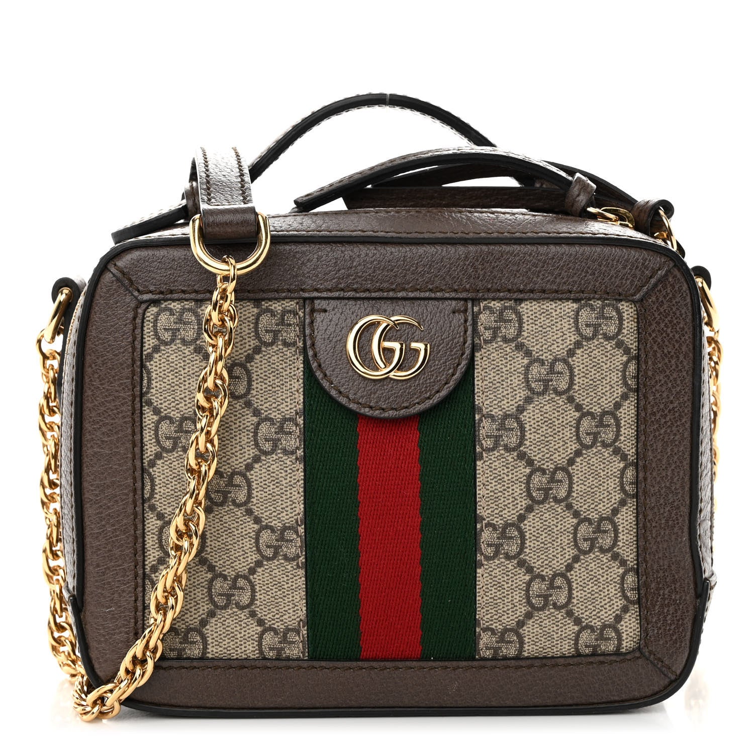 Gucci GG Supreme Monogram Mini Ophidia Top Handle Shoulder Bag Brown 1 of 9