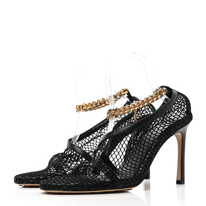 Bottega Veneta Mesh Calfskin Chain Stretch Pumps 39 Black 3 of 8