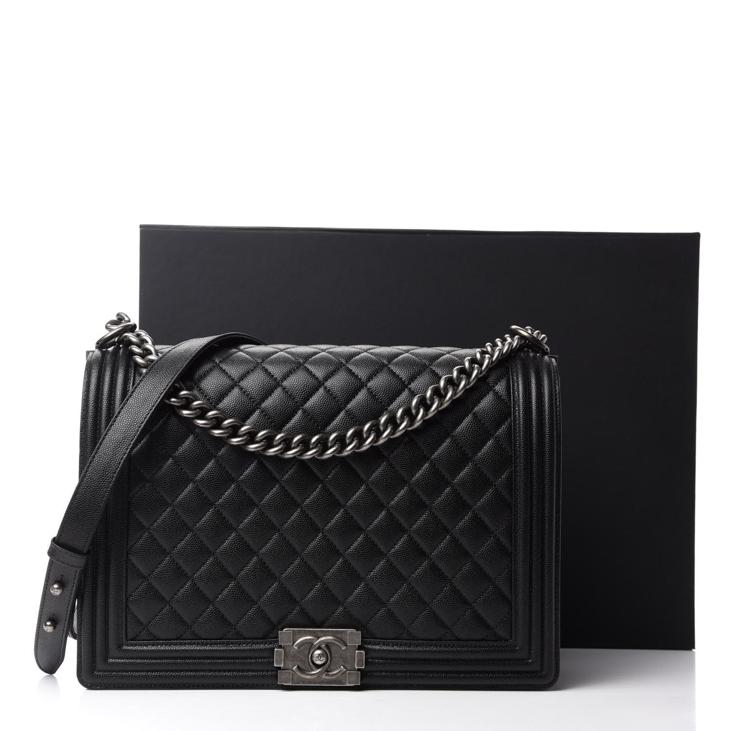 Caviar Quilted Large Boy Flap Black