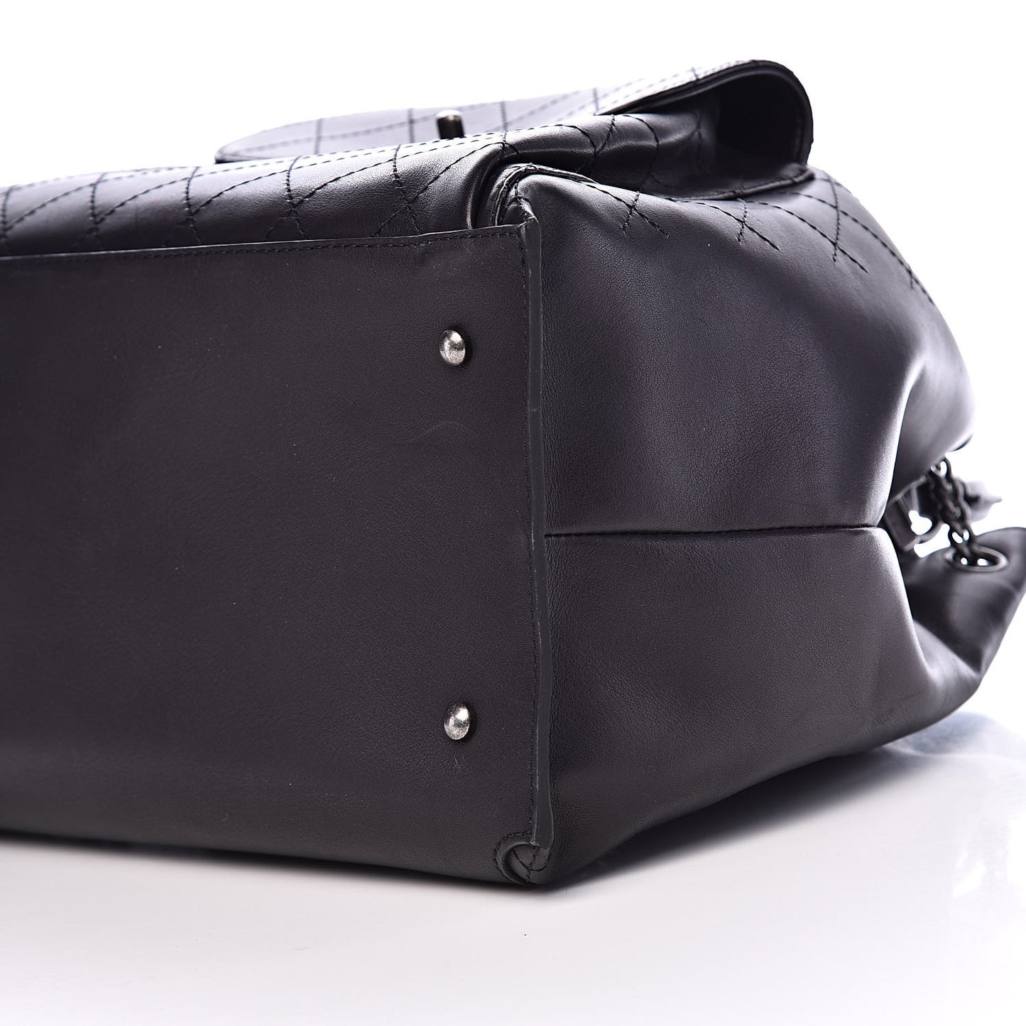 Calfskin Stitched Large Urban Luxury Drawstring Backpack Black