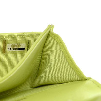 Chanel Lambskin Quilted Flap Card Holder Wallet Yellow 8 of 12