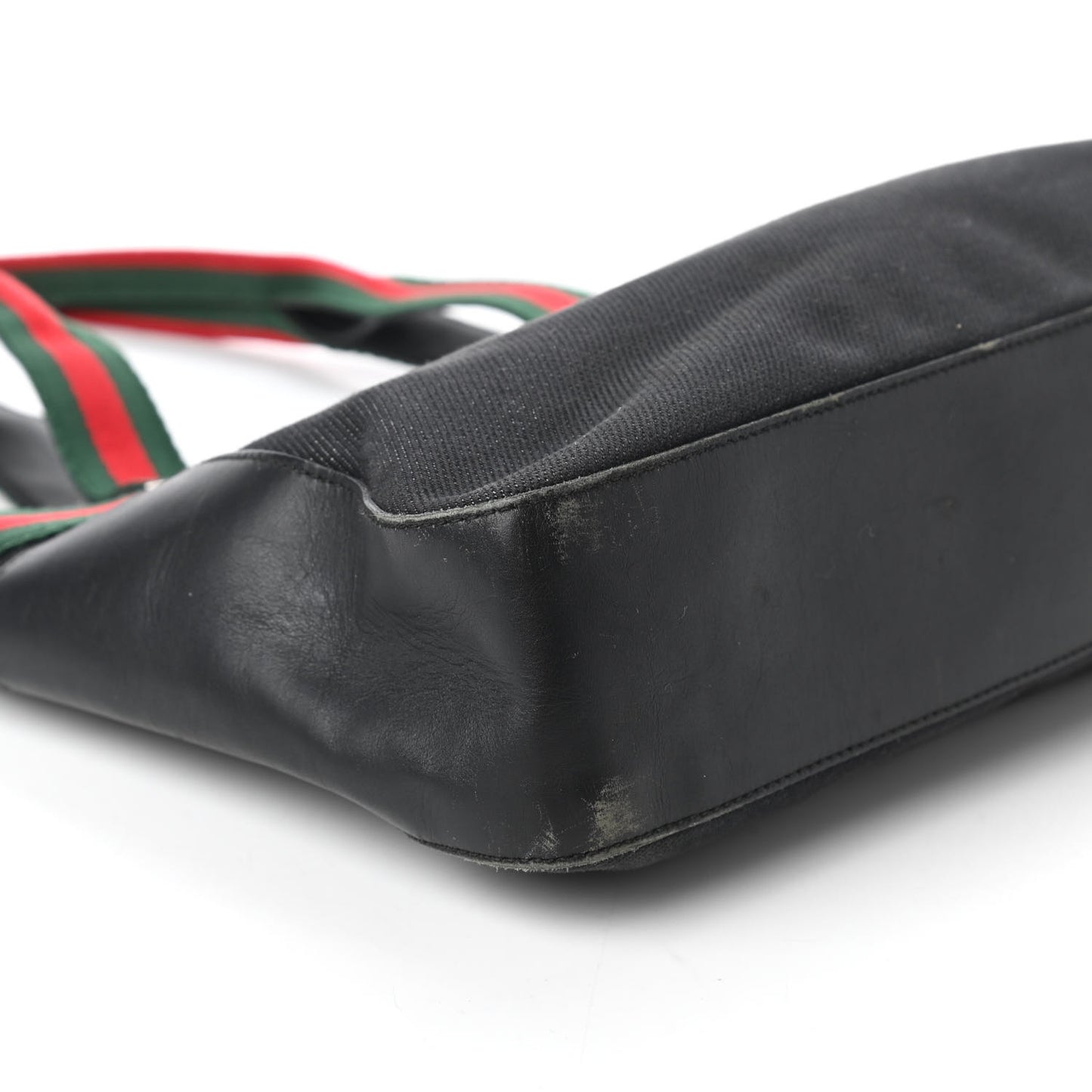 Denim Calfskin Web Tote Black
