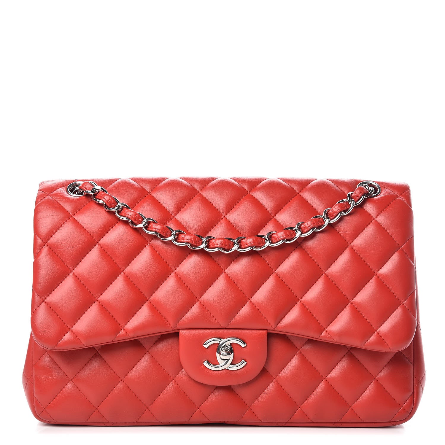 Chanel Lambskin Quilted Jumbo Double Flap Red 1 of 15
