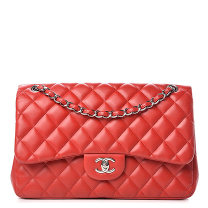 Chanel Lambskin Quilted Jumbo Double Flap Red 1 of 15