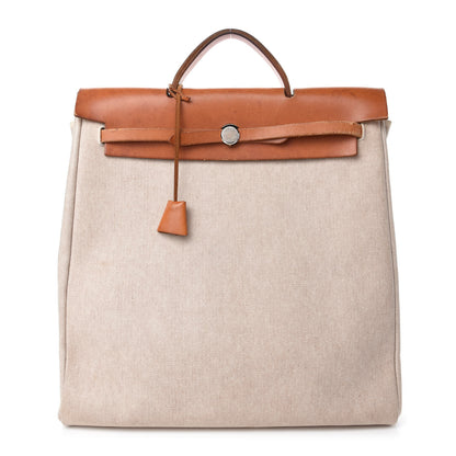 Hermes Toile Vache Calfskin Herbag 39 MM Natural 1 of 17