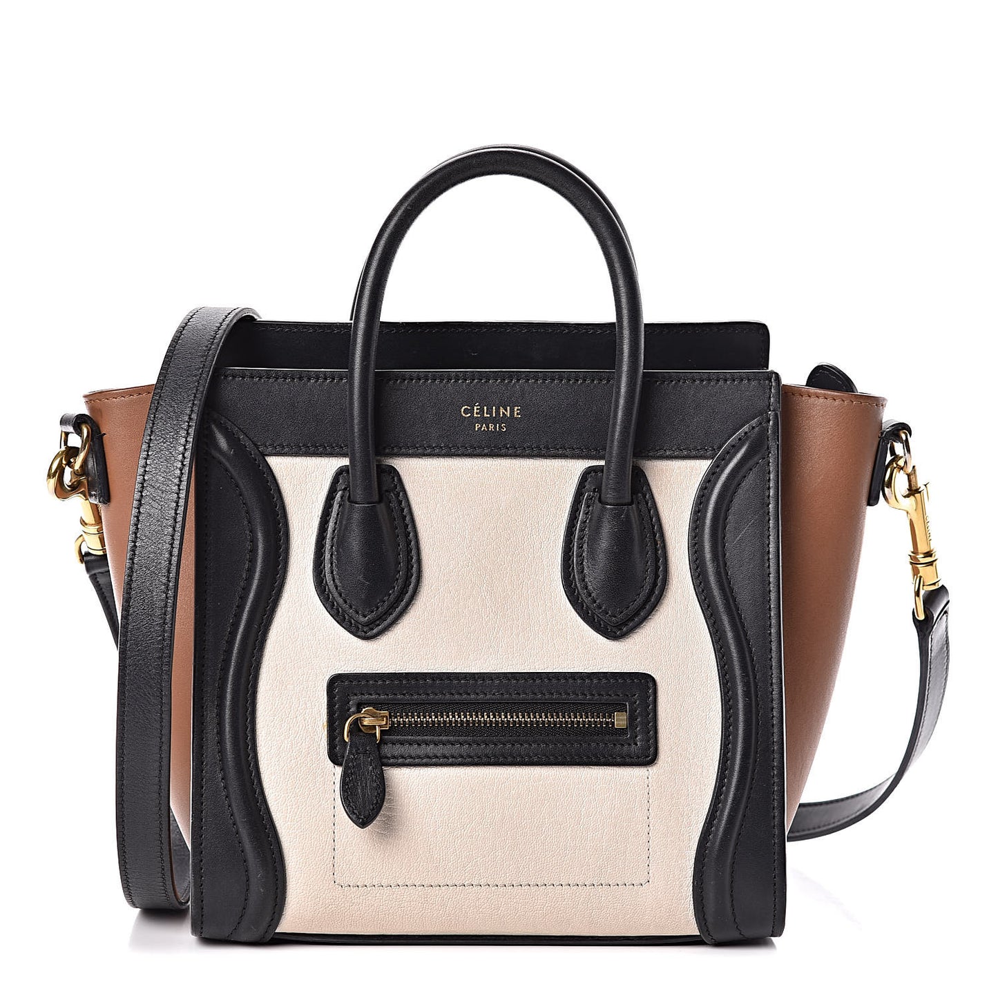 Goatskin Smooth Calfskin Nano Tri-Color Luggage White