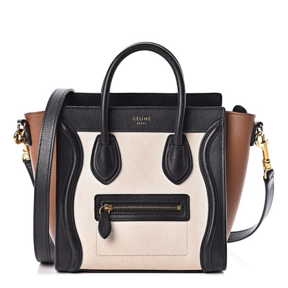 Celine Goatskin Smooth Calfskin Nano Tri-Color Luggage White 1 of 15