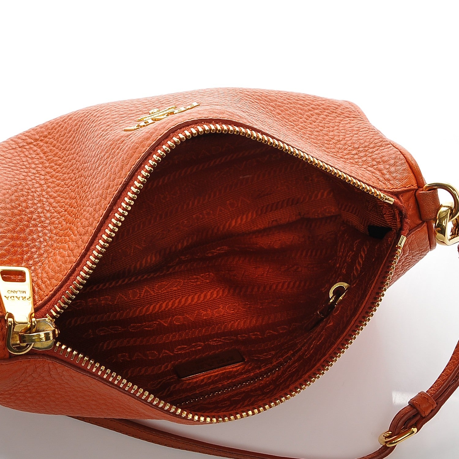 Prada Vitello Daino Shoulder Bag Papaya 5 of 7