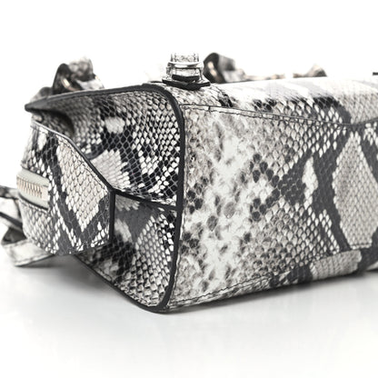 Balenciaga Grained Calfskin Snake Effect Neo Classic Silver Hardware Mini City Black White 9 of 10