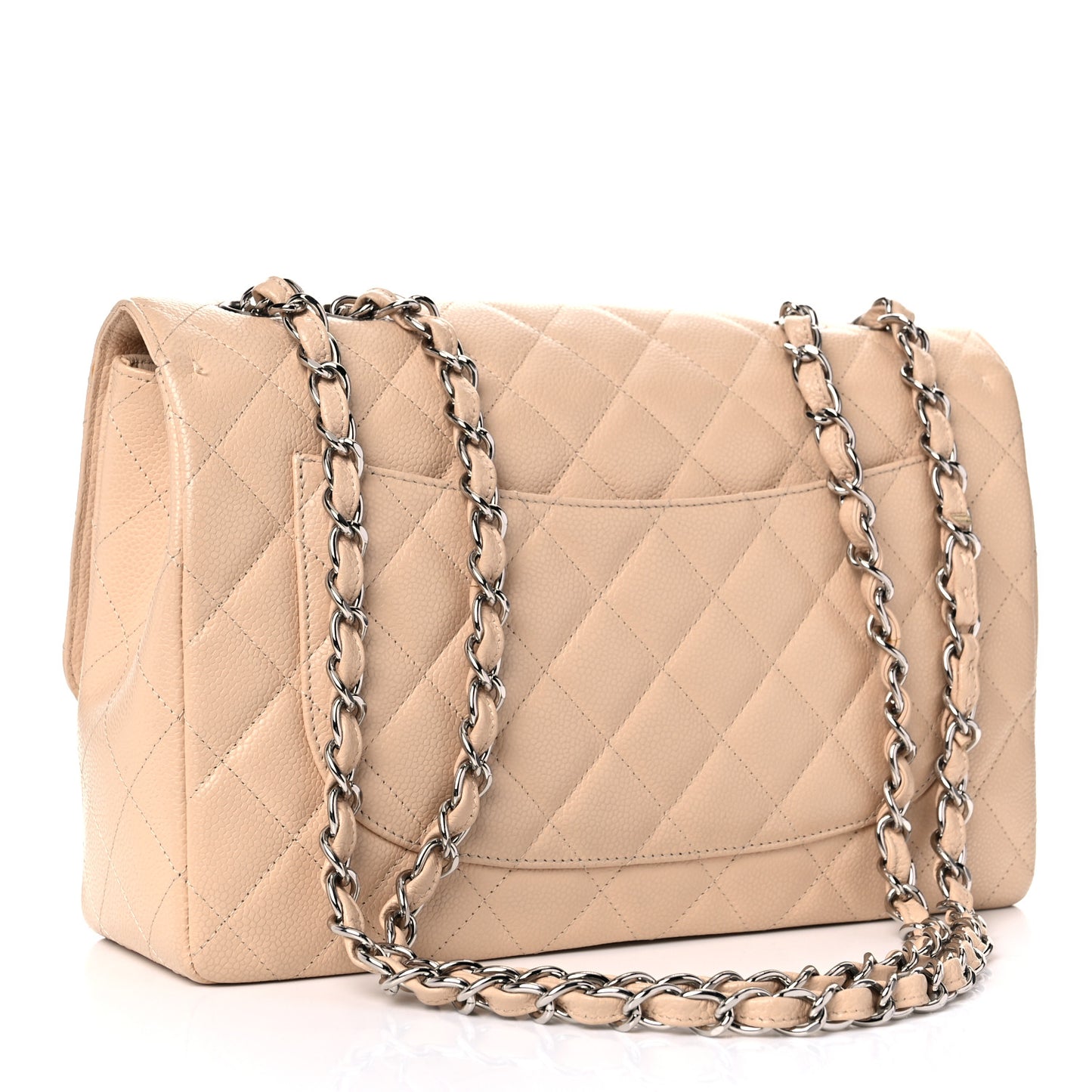 Caviar Quilted Jumbo Single Flap Beige Clair