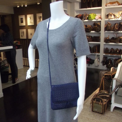 Bottega Veneta Vintage Nappa Intrecciato Shoulder Bag Blue 2 of 8
